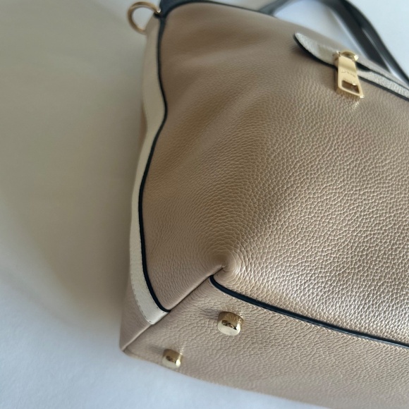 Coach Cream White Black Genuine Leather Tote - Picture 8 of 12